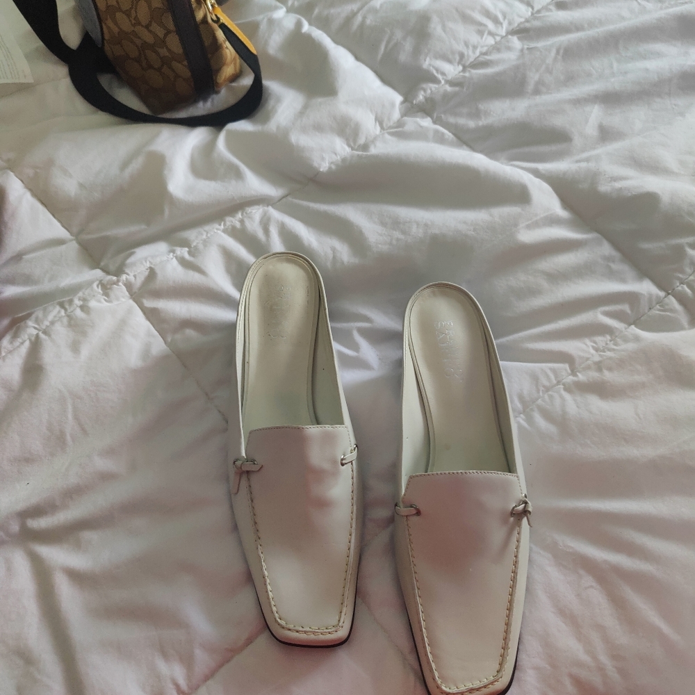 Franco Sarto white mules